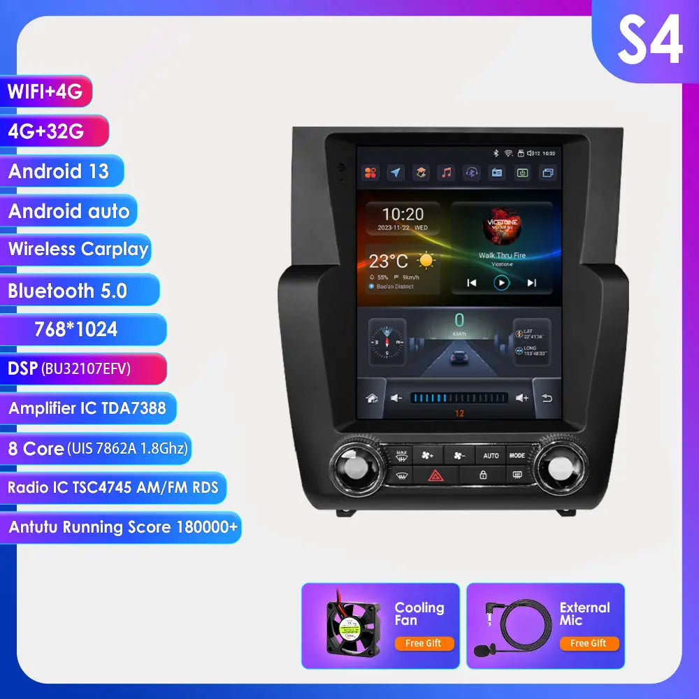 2Din Android Autoradio – Multimedia Speler – Auto Stereo – GPS Navigatie – CarPlay Android Auto – 9,7 Inch Touchscreen – 4G Verbinding – 8-Core Processor 32GB