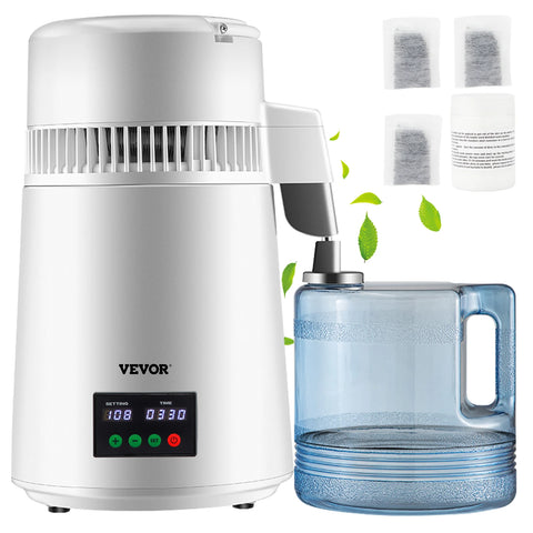 Water Filter - Water Distiller - Water Filter Survival - Water Distiller - Water Purifier - Distilled Water Maker - 0-99H Timing - Set Temperature - Display - 304 Stainless Steel Countertop Distiller - White