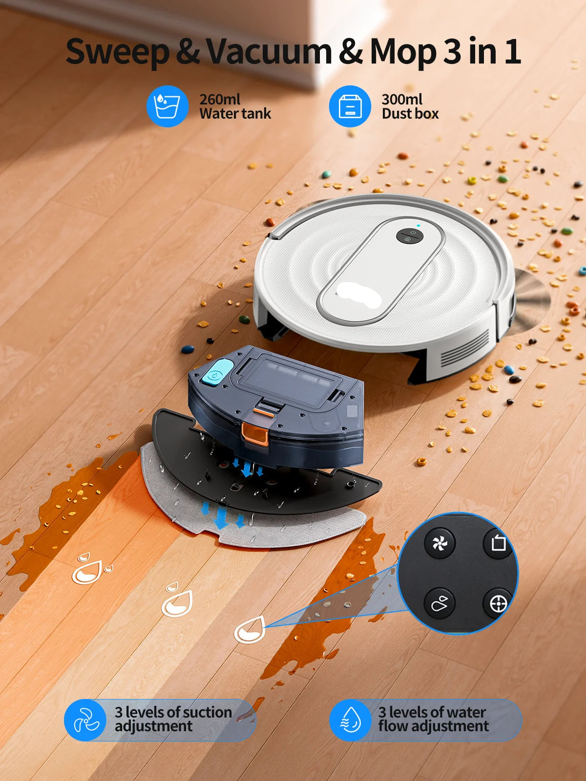 Robotstofzuiger - Stofzuiger - Dweilrobot - Vacuum Cleaner - Robotstofzuiger met Dweilfunctie - Dweilsysteem - 4500PA Zuigkracht – Slimme App-Bediening – Geplande Navigatie – Tapijt- en Vloerreiniging