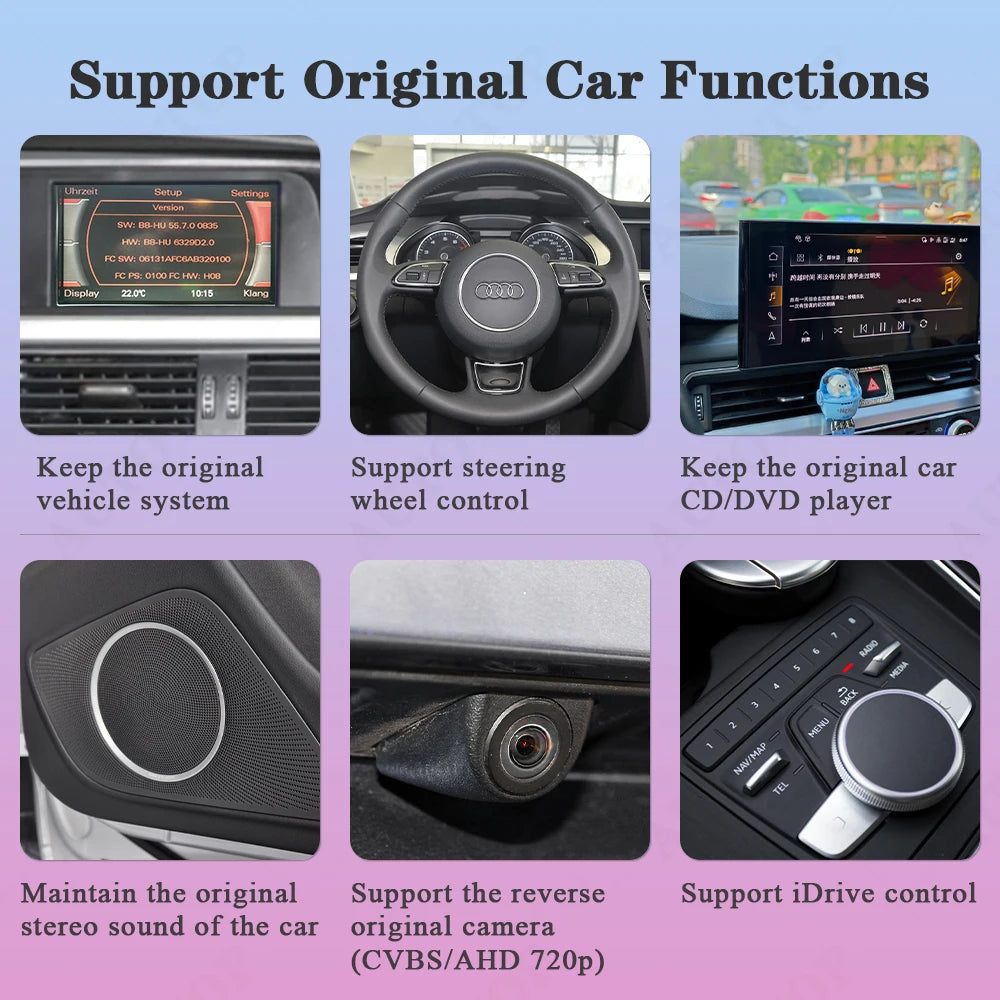 Android Auto Smart Adapter – Draadloze CarPlay Adapter – Bluetooth Interface – MMI 2G 3G Connector – AirPlay MirrorLink Ondersteuning – Plug & Play Installatie – Snelle Wifi Verbinding - QUORE