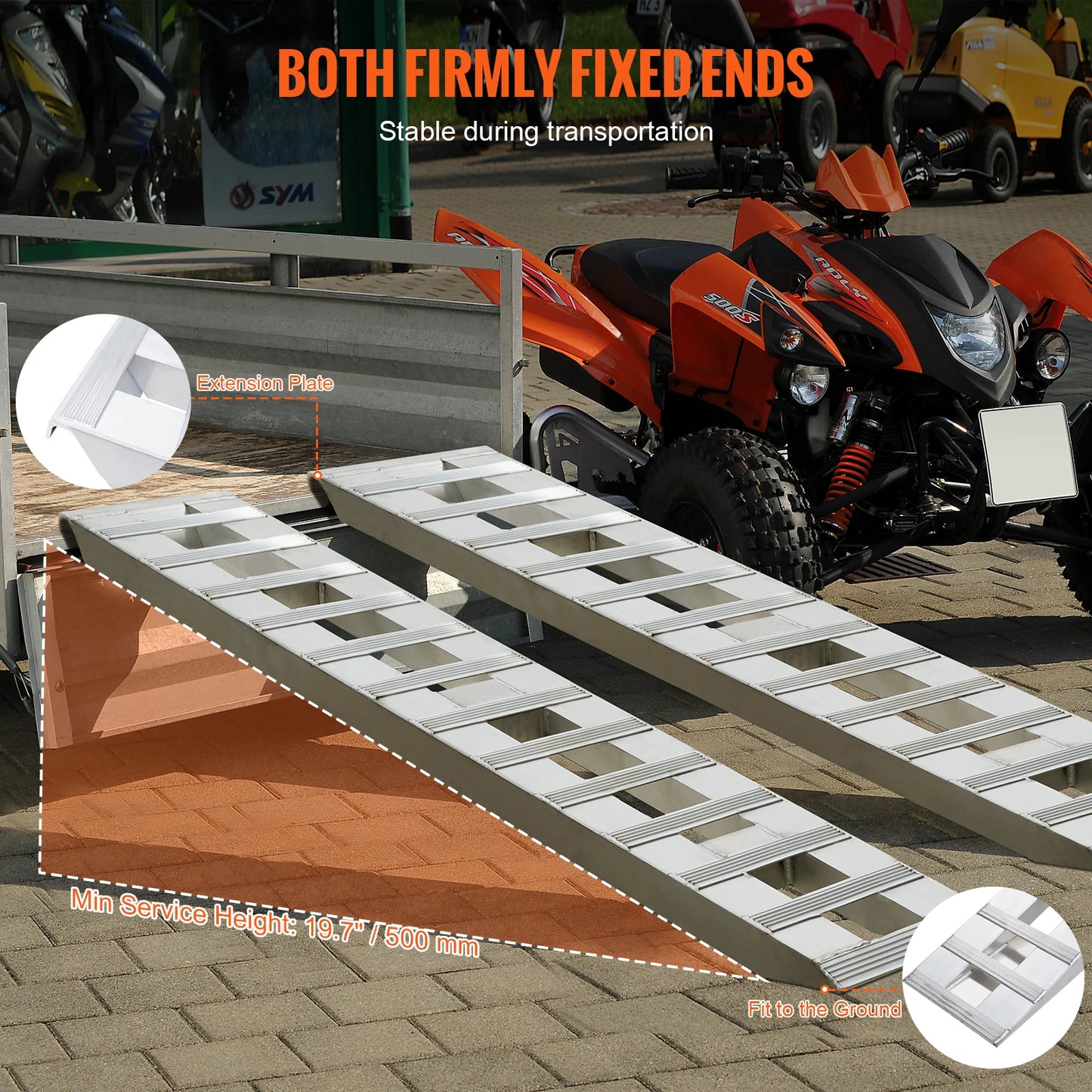 Aluminium Oprijplaten - Oprijplaat Brug Draagbaar - Rolstoelhelling - 6000 LBS Draagkracht - 72x15inch - Antislip & Lichtgewicht - Oprijplank Set - Ramps Voor ATV - Motor - Zitmaaier & Aanhanger - QUORE