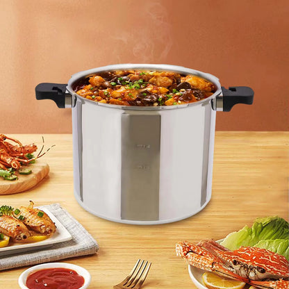 Pressure Cooker - 23 Quart - 10PSI - Stainless Steel - Plastic Handle - Explosion Proof - Safety Valve - Extra Large Size - Light Gray