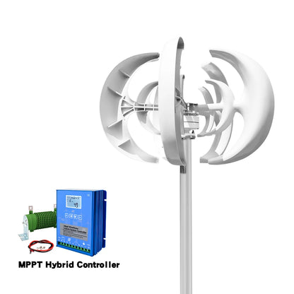 Windturbine – Verticale As Windmolen – Windenergie Generator – Duurzame Energie – Windmolen – 5000 Watt Vermogen – Weerbestendig IP54 - 24V - Met LCD Hybride Besturing