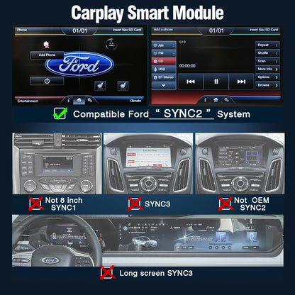 Wireless CarPlay Decoderbox – Draadloze CarPlay Adapter – Auto Interface Module – Ford Infotainment Upgrade – Compatibel Met Sync2 – Ondersteuning Voor Achteruitrijcamera – Eenvoudige Installatie