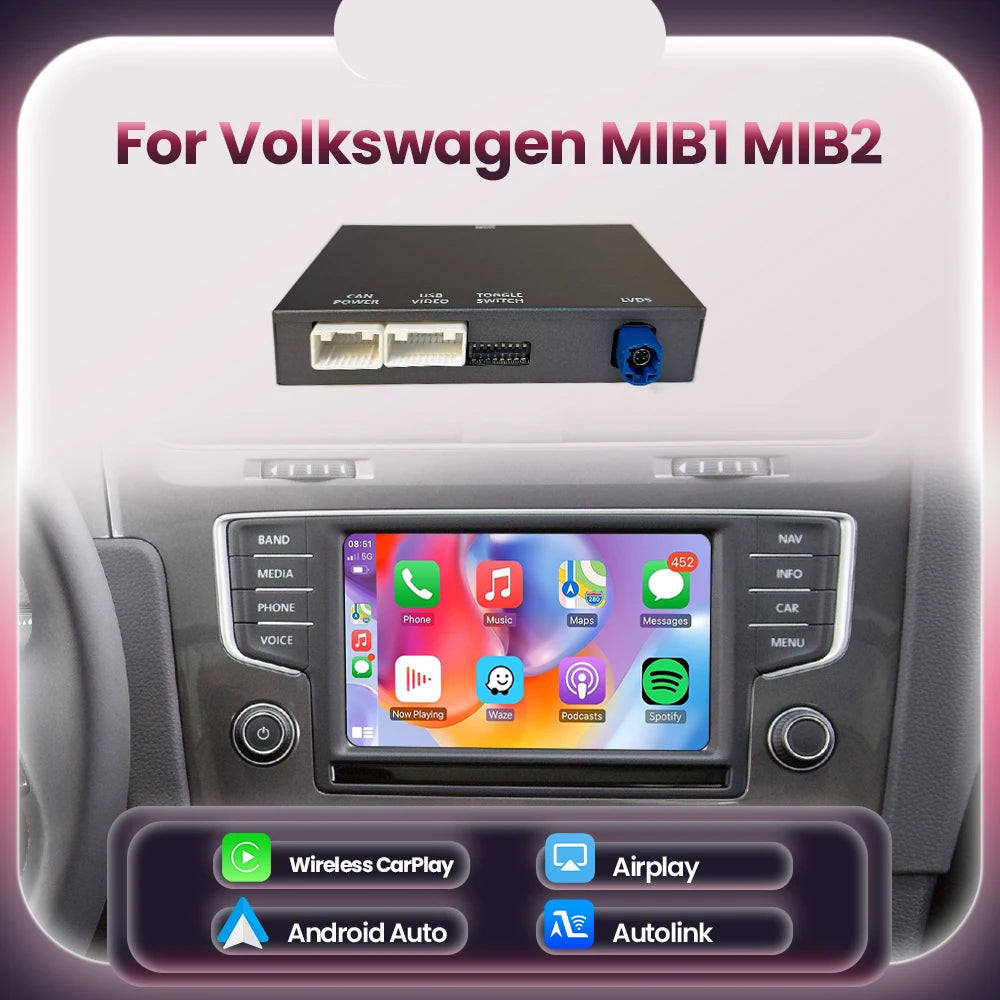 Draadloze CarPlay Module – Android Auto Adapter – Smart Connect Interface – MirrorLink Converter – Voor MIB1 MIB2 Systemen – Plug & Play Installatie – Automatische Verbinding - QUORE