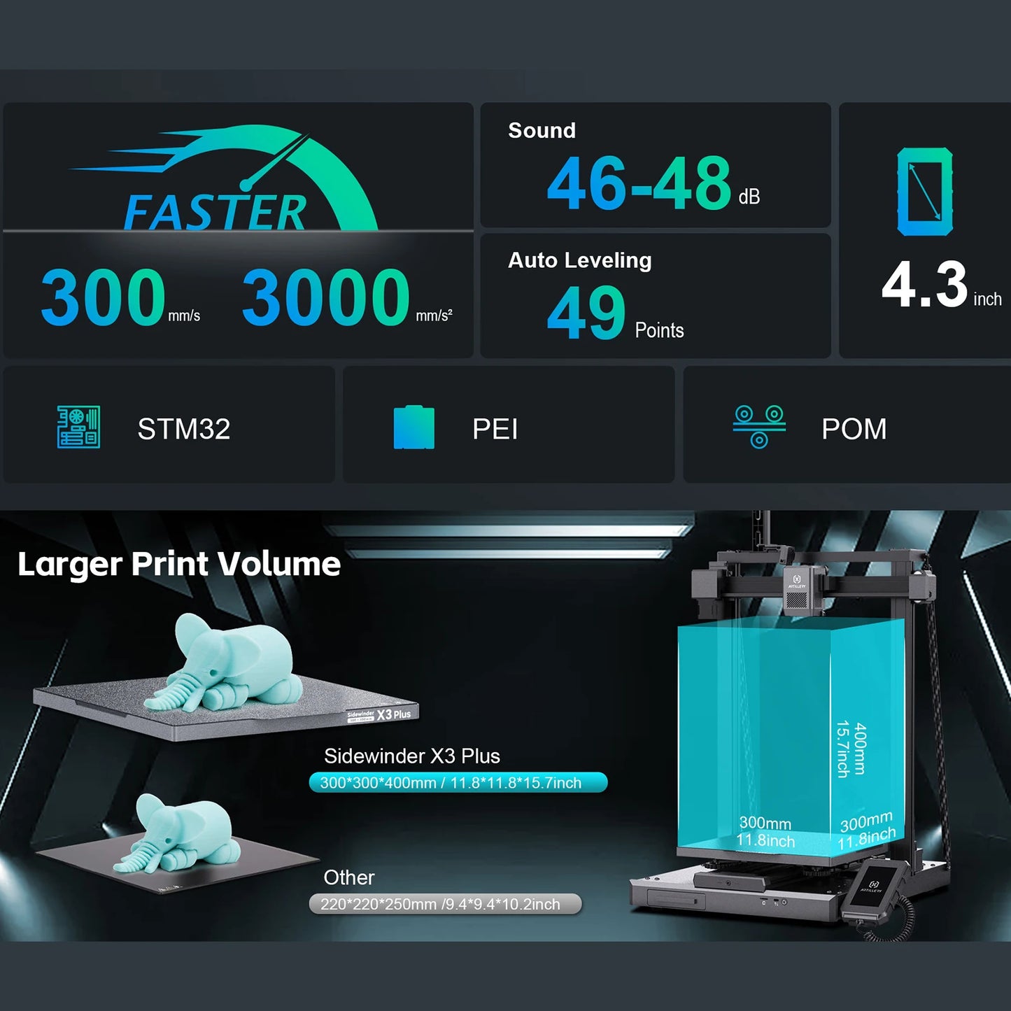 3D Printer – 3D Printer Voor Hobbyisten – 3D Printer Met Groot Bouwvolume – 3D Printer Voor Professionals – 300 X 300 X 400 Mm – 300 Mm/Snelheid – 0,1 Mm Precisie