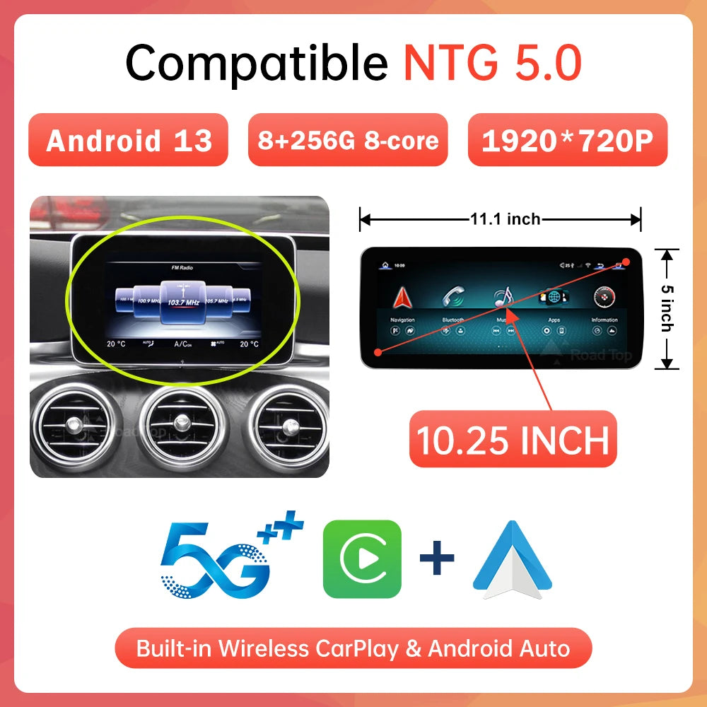 Android 13 Touchscreen Multimedia Systeem – Navigatie Autoradio – GPS Inbouwscherm – Bluetooth Multimedia Unit – 10,25 Inch Scherm – Qualcomm Processor – 8GB RAM 256GB Opslag