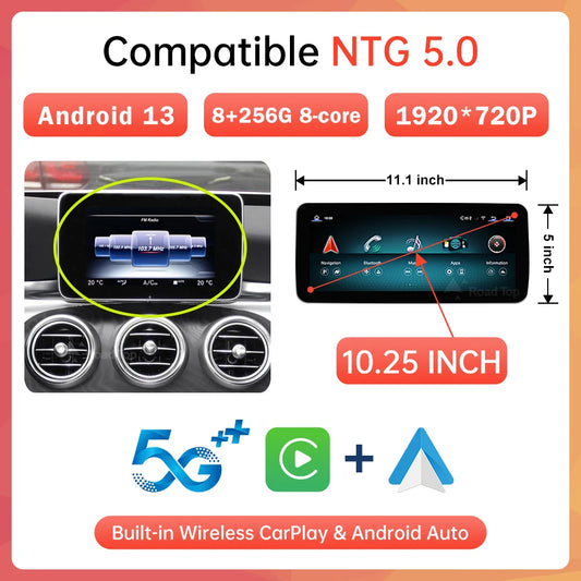 Android 13 Touchscreen Multimedia Systeem – Navigatie Autoradio – GPS Inbouwscherm – Bluetooth Multimedia Unit – 10,25 Inch Scherm – Qualcomm Processor – 8GB RAM 256GB Opslag