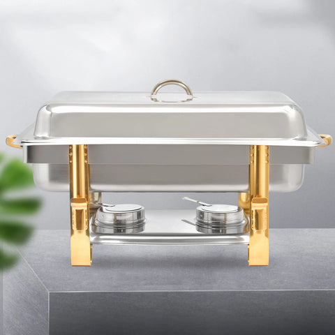 9L Buffet Warmer - Warmhoudplaat - Chafing Dish - Voedselwarmer - Warmhoudpan - Roestvrij staal - QUORE