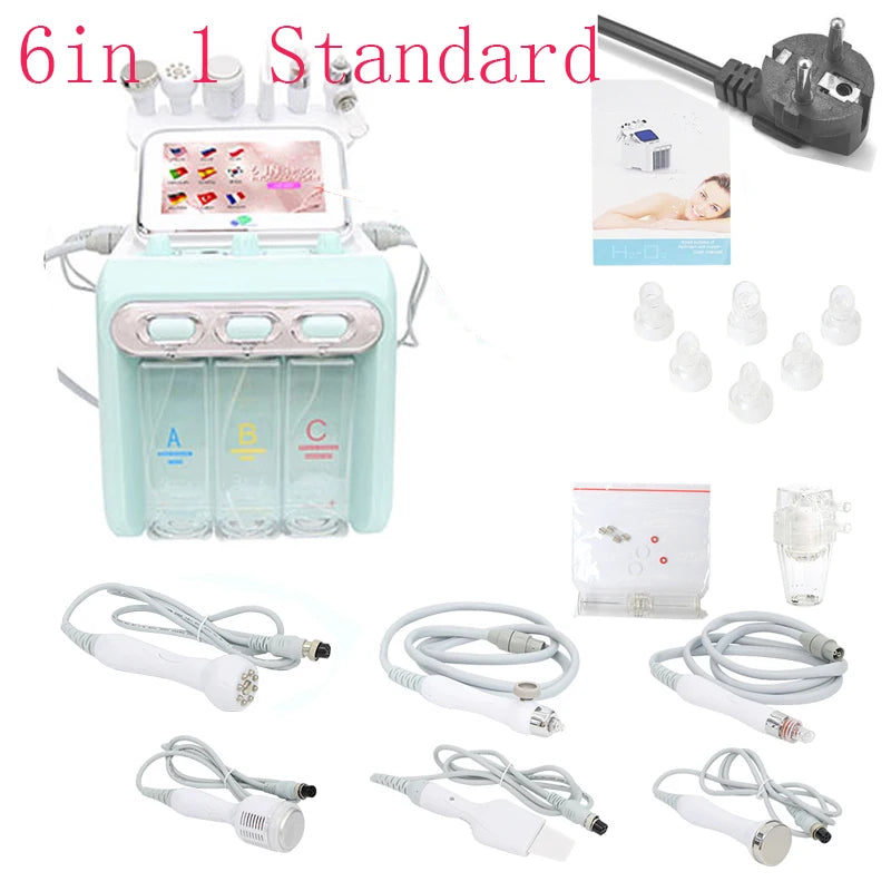 Hydro Dermabrasie Machine – Microdermabrasie Apparaat – Huidverzorging Apparaat – Gezichtsreiniging Machine – LED Lichttherapie – 6-in-1 Multifunctioneel – ABS Kunststof, EU Stekker - QUORE