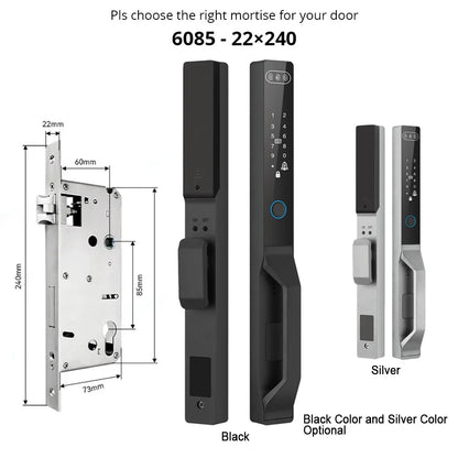 For Euro Mortise of 85/92 3D Face Recognition Smart Door Lock Tuya App Control IP68 Waterpoof Wifi Eletric Digital Smart Lock - QUORE