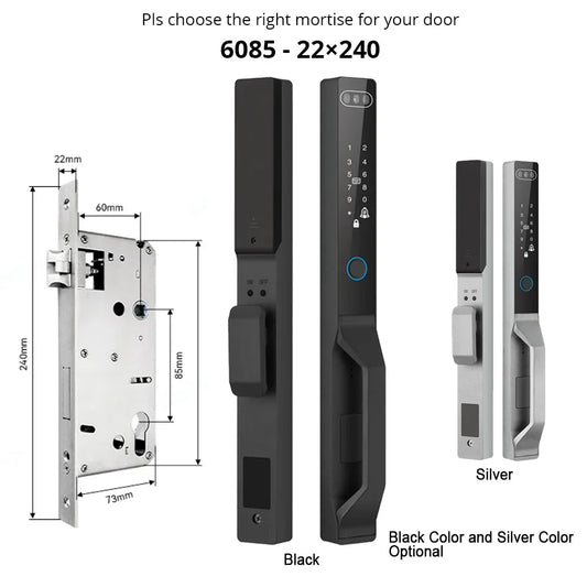 For Euro Mortise of 85/92 3D Face Recognition Smart Door Lock Tuya App Control IP68 Waterpoof Wifi Eletric Digital Smart Lock - QUORE