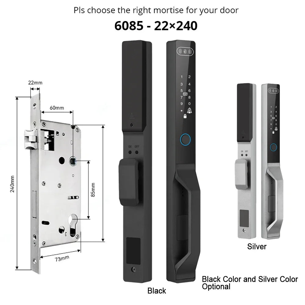 For Euro Mortise of 85/92 3D Face Recognition Smart Door Lock Tuya App Control IP68 Waterpoof Wifi Eletric Digital Smart Lock - QUORE