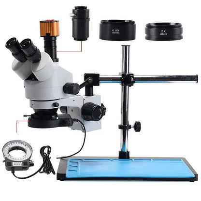 Stereo Microscoop – Stereomicroscoop – Zoom Microscoop – Binoculaire Microscoop – Laboratorium Microscoop – 7x-45x Verstelbare Vergroting – 56-LED Ringlicht - Wit