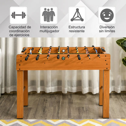 Tafelvoetbaltafel – Voetbalspel – Jeu de Football – Kickertafel – Spelletje – Natuurlijk Hout – Compact Formaat 122x61x80,7 cm – Duurzaam MDF & Roestvrijstalen Stangen