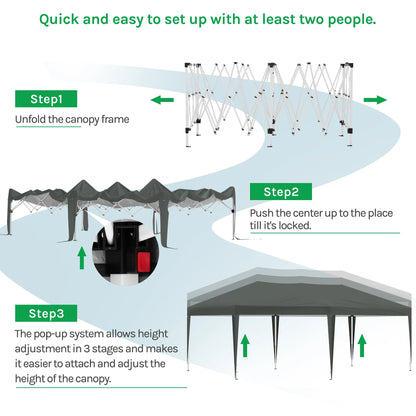 Tuinpaviljoen – Partytent – Tuitent – Overkapping – Waterdicht Oxford Doek – Pop-Up Systeem - 3x6 Meter – Antraciet