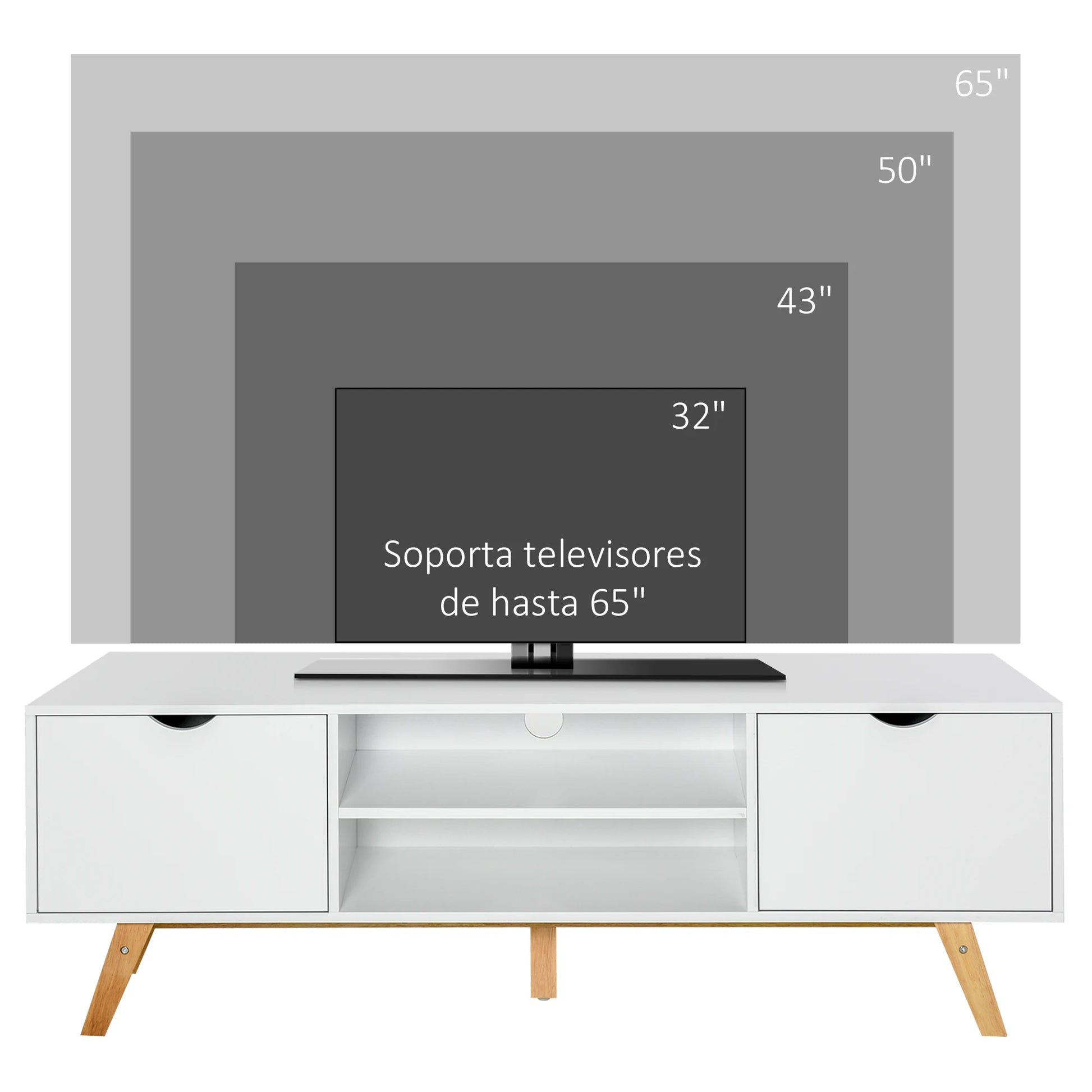 HOMCOM TV cabinet with cabinet shelves cable management 150x39x50 - QUORE