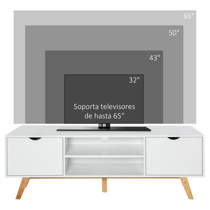 TV-meubel – TV-kast – Mediameubel – Tv-standaard – Tv-dressoir – Scandinavisch Design – Ruime Opbergruimte – Geschikt Voor TV Tot 65 Inch - Wit - QUORE