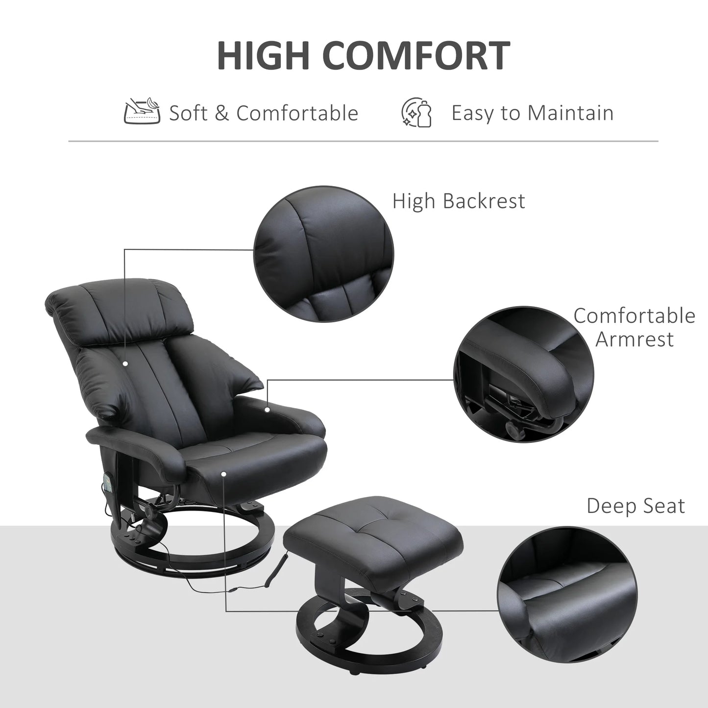Massagestoel – Massagefauteuil – Relaxstoel – Ontspanningsstoel – Verstelbare Rugleuning – 10 Vibratiepunten – Draaibaar 360°