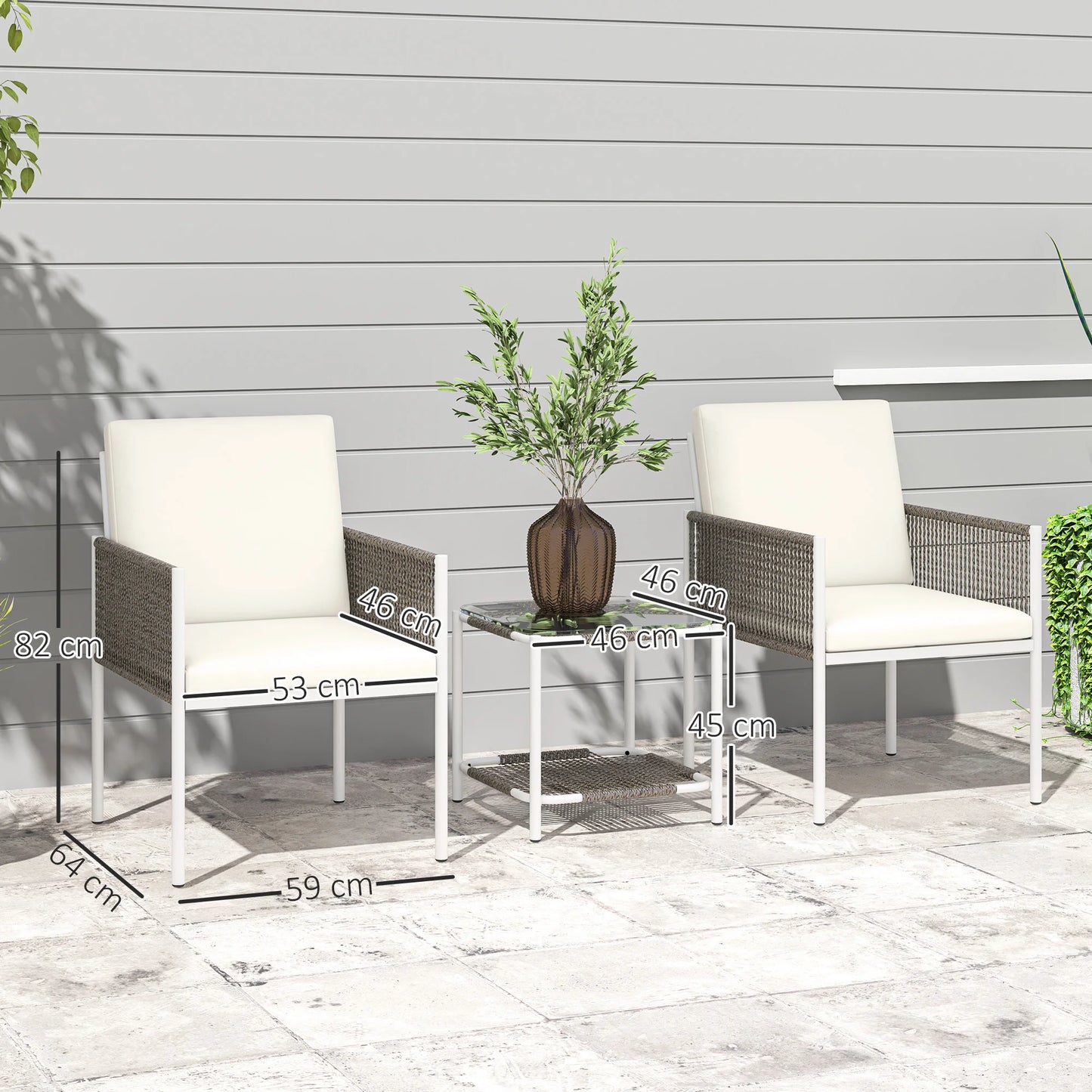 Tuinset – Buitenmeubel – Balkonset – Terrasset – Weerbestendig Rattan – Waterafstotende Kussens – Stalen Frame