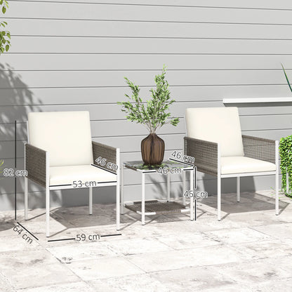 Tuinset – Buitenmeubel – Balkonset – Terrasset – Weerbestendig Rattan – Waterafstotende Kussens – Stalen Frame