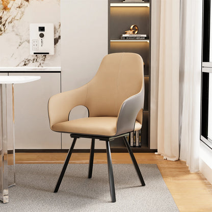 Draaibare Eetkamerstoelen – Eetkamerstoelen – Draaibare Stoelen – Armleun Stoelen – Microvezelleer – 360 Graden Draaibaar – Hoog Zitcomfort - Licht Kaki