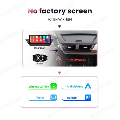 BONROAD Wireless Carplay Android auto Multimedia Player Car Radio For BMW X1 E84 Touch Screen With Bluetooth GPS Navigation - QUORE
