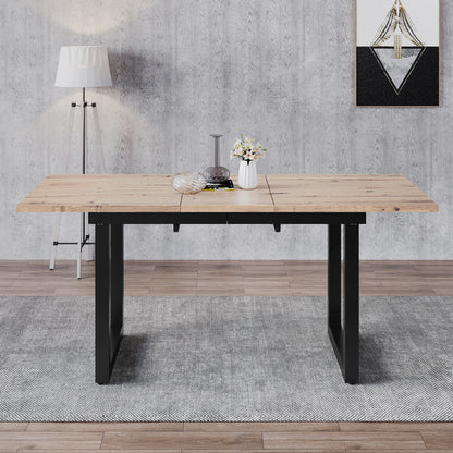 Verlengbare Eettafel – Uitklapbare Tafel – Diner Tafel – Industrieel Meubel – Eetkamertafel – 140-180 cm Verstelbaar – Robuust Houten Blad Met Zwart Metalen Frame