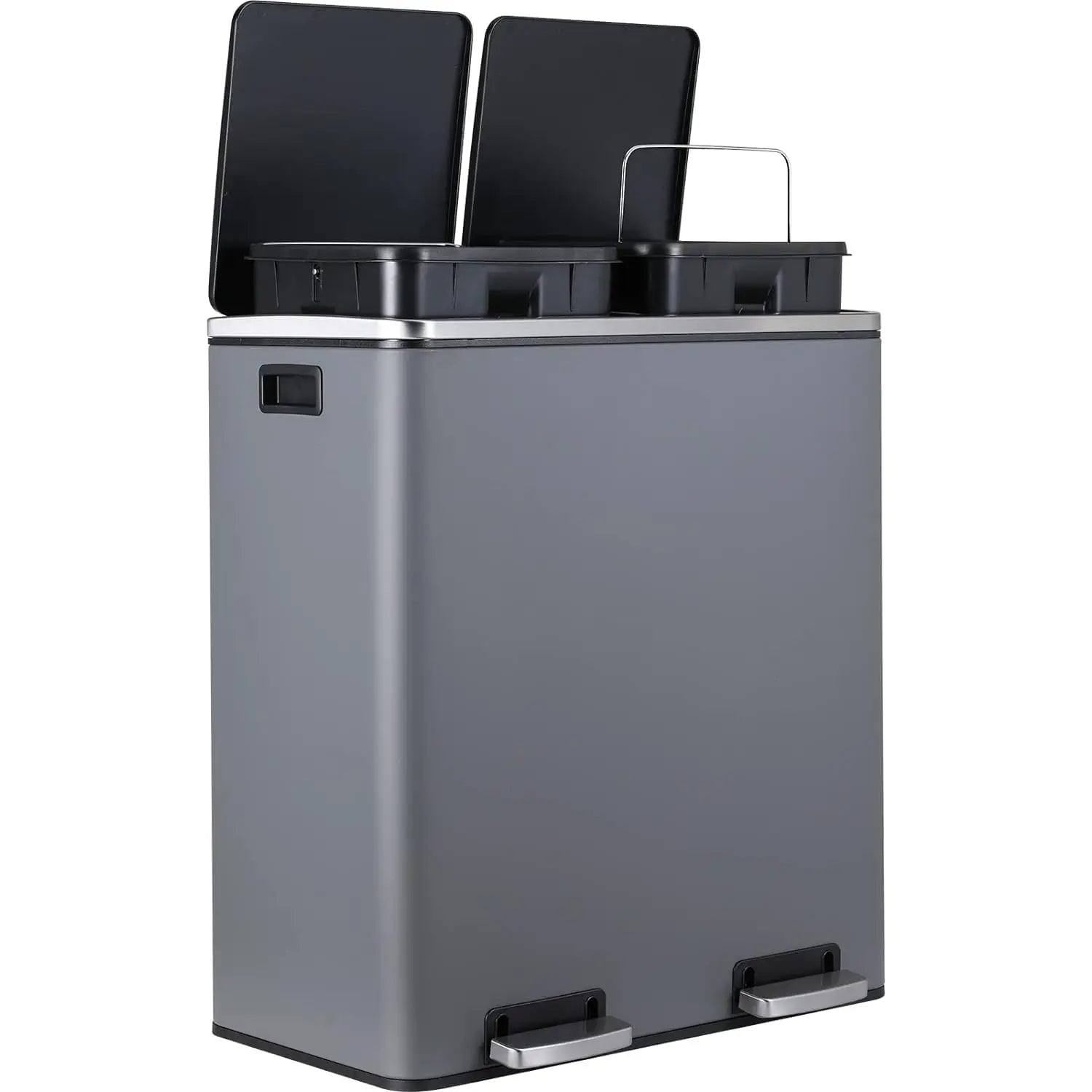 Prullenbak – Afvalbak – Vuilnisbak – Afvalcontainer – 60 Liter – Roestvrij Staal – Soft-Close Deksel - QUORE