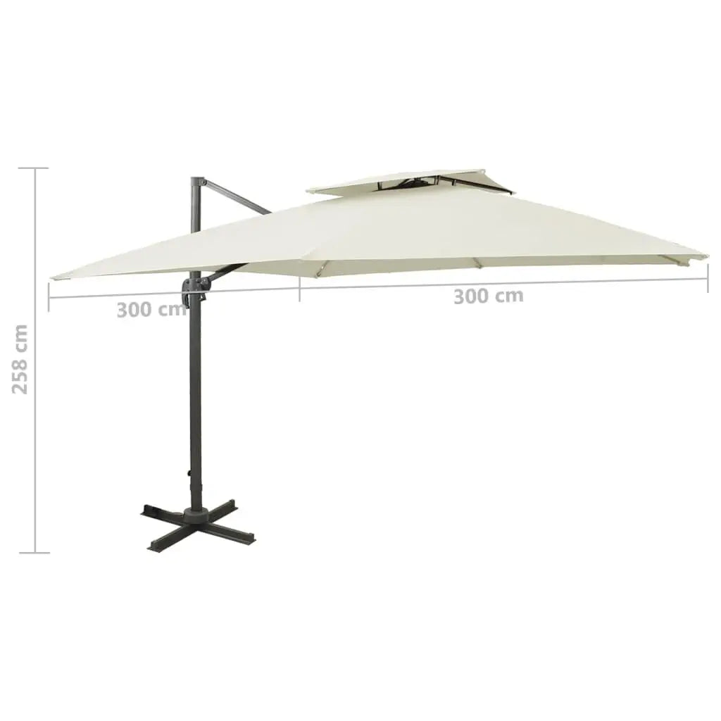 Parasol - Zweefparasol – Tuinparasol – Hangparasol – Schaduwparasol – 360° Draaibaar – Aluminium Mast - 3 x 3 m - Beige