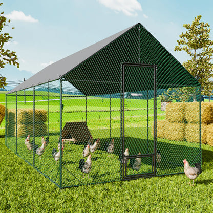 Kippenren Buiten – Pluimveerun – Kippenhok – Duiventil – Eendenren – 2XL Extra Groot – Robuust Gecoat IJzeren Frame – UV-bestendige Afdekhoes