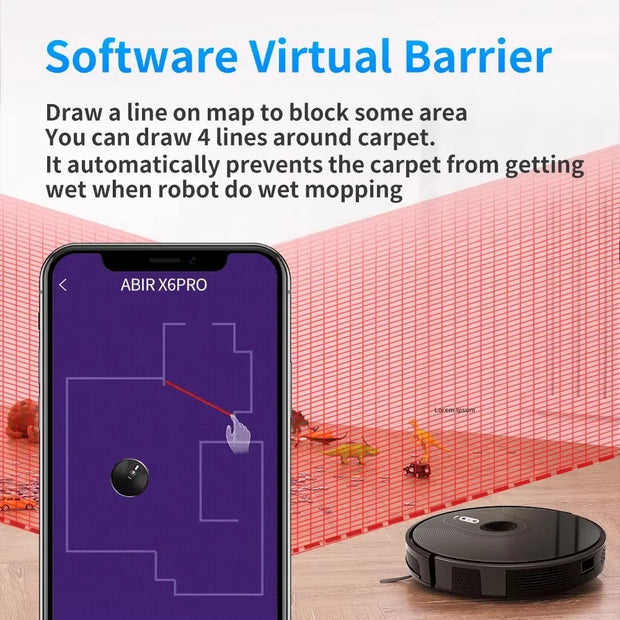 ABIR X6PRO Robot Vacuum Cleaner, Visual Navigation,APP Virtual Barrier,6000PA Suction,Smart Home Mop,Floor Carpet Washing-5