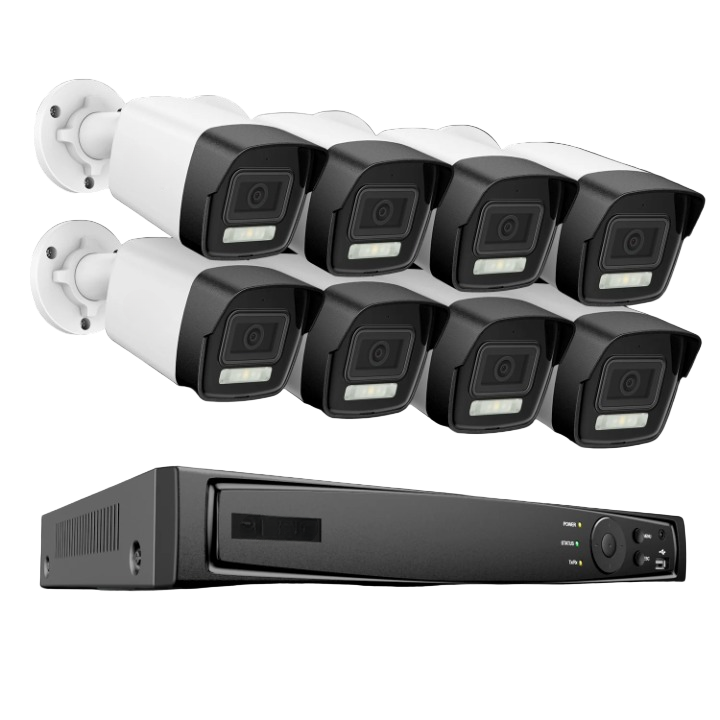 Beveiligingscamera Sets – IP Camera Systeem – Bewakingscamera – CCTV Camera Set – 8-Kanaals NVR Beveiligingsset – 4K Resolutie – Nachtzicht Met Dual Light - 4TB