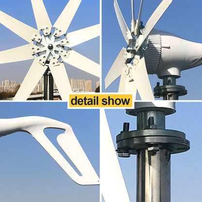 Windturbine - Windmolen - Windenergie - Windturbine Generator - 1000W - 24V - Horizontale Windmolen - met MPPT Controller - 3 Bladen - Energieopwekking - Voor Huis – Off-Grid Systeem – Sterke Windkracht