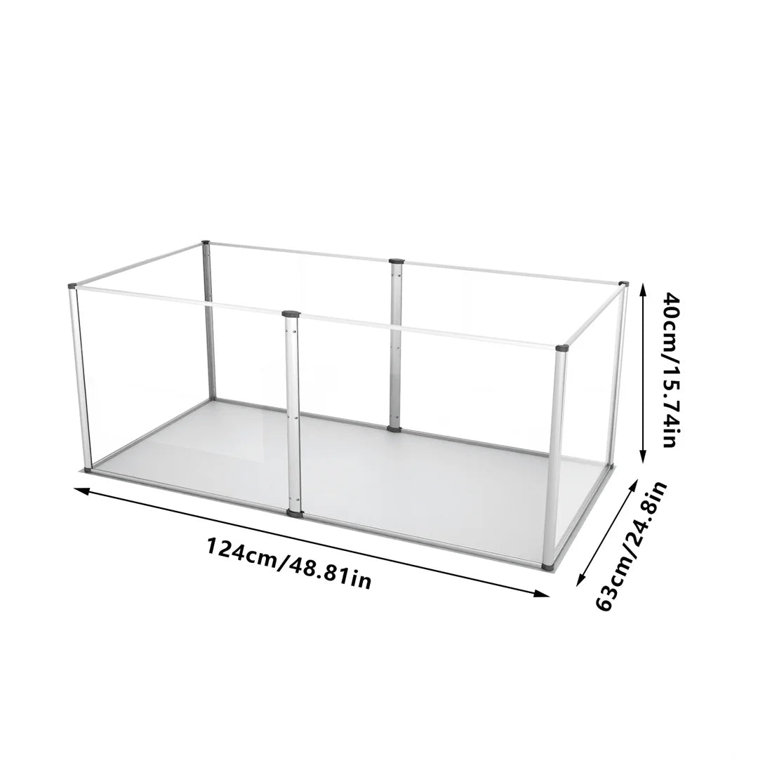 Honden Whelping Pen - Hondenkennel - Hondenren -  Duidelijke Acryl Honden - Whelping Pen Speelpen - voor Huisdieren - met Waterdichte Bodemmat - Veilige Speelruimte - Duidelijk Zicht - Heldere Acryl - 124x63x40cm - QUORE