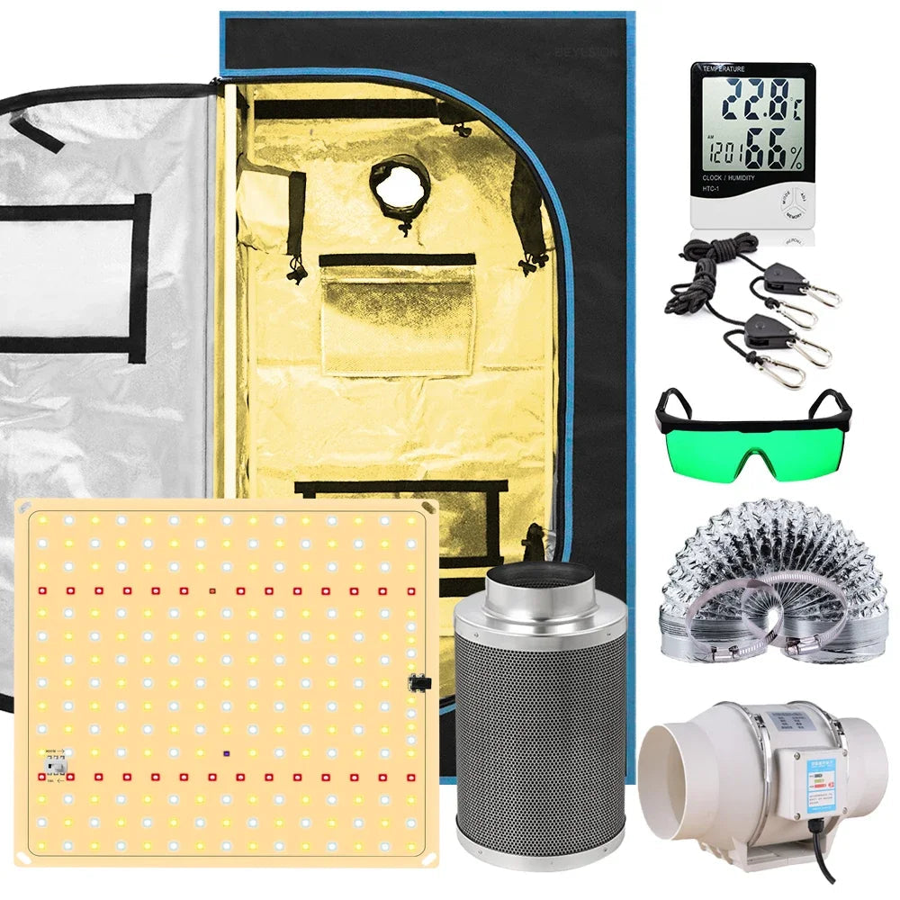 Kweektent – Groeikas – Kweekruimte – Planten Tent – 600D Oxford Doek – Reflecterende Binnenlaag – LED-Groeilampen - 80x80x160CM Kits - QUORE