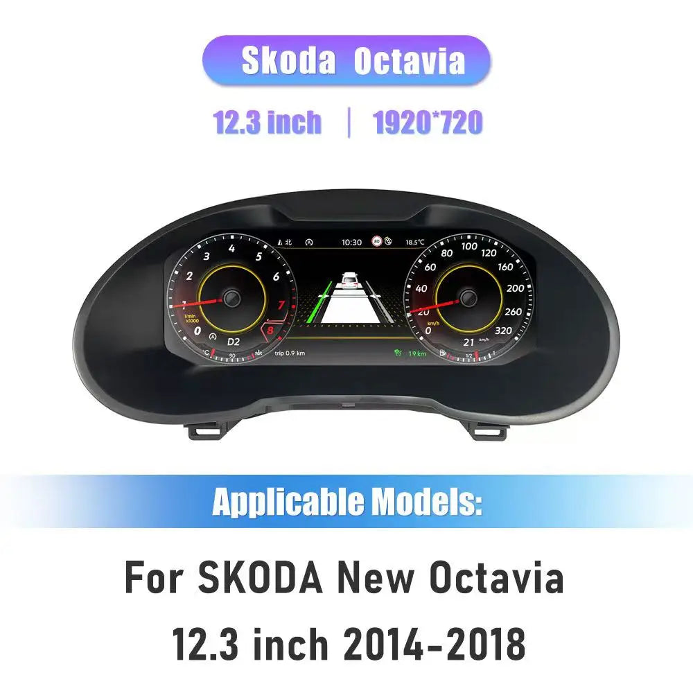 12,3 inch Digitaal Dashboard – Auto Display – Instrumentenpaneel – Cockpit Screen – HD IPS Scherm – Plug & Play Installatie – 1920x720 Resolutie – Meertalige Ondersteuning
