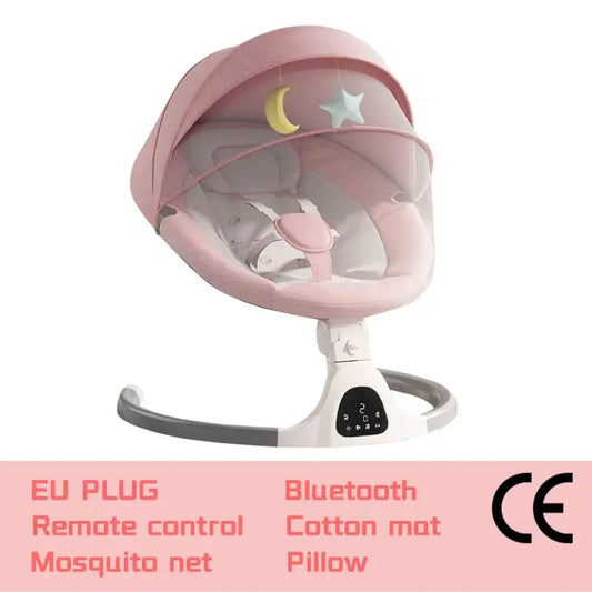 Elektrische Wipstoel - Baby Schommel - Elektrisch wieg - Baby Bed - Verstelbare Hangstoel - LED-display Scherm - Afstandsbediening - Bluetooth - Nieuw Roze