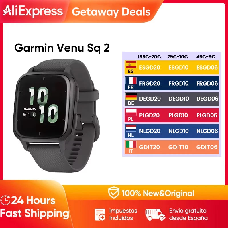 Garmin Venu Sq 2 Smartwatch With GPS 1.41AMOLED Display 25+ Sports Apps 11 Days Battery Life Garmin Venu Sq 2 - QUORE