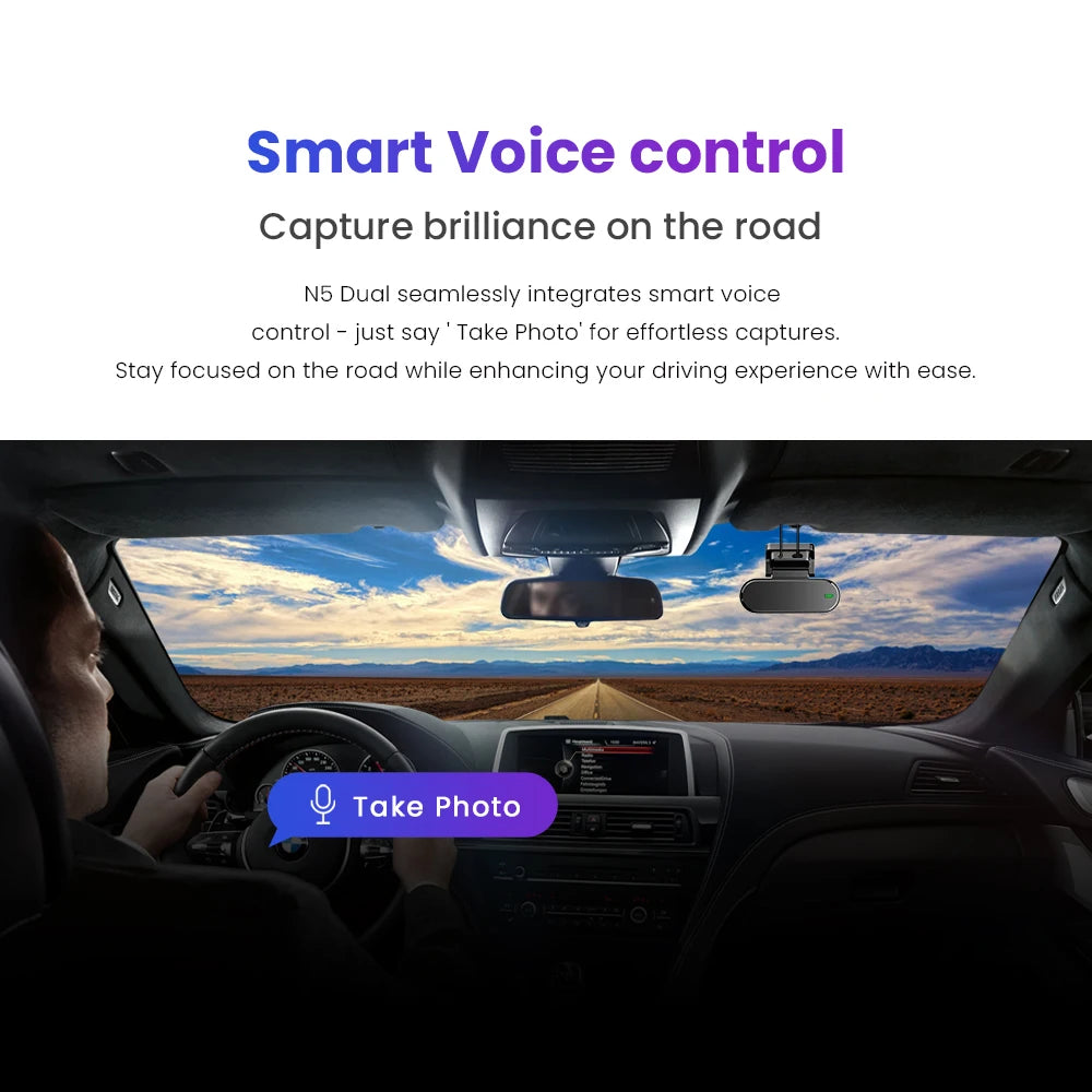 Dashcam voor Auto – Navigatiesysteem – 4K Dual Voor- en Achtercamera – GPS Navigatie – ADAS-ondersteuning – Nachtzicht – Spraakbesturing – Ultra HD Autocamera - QUORE