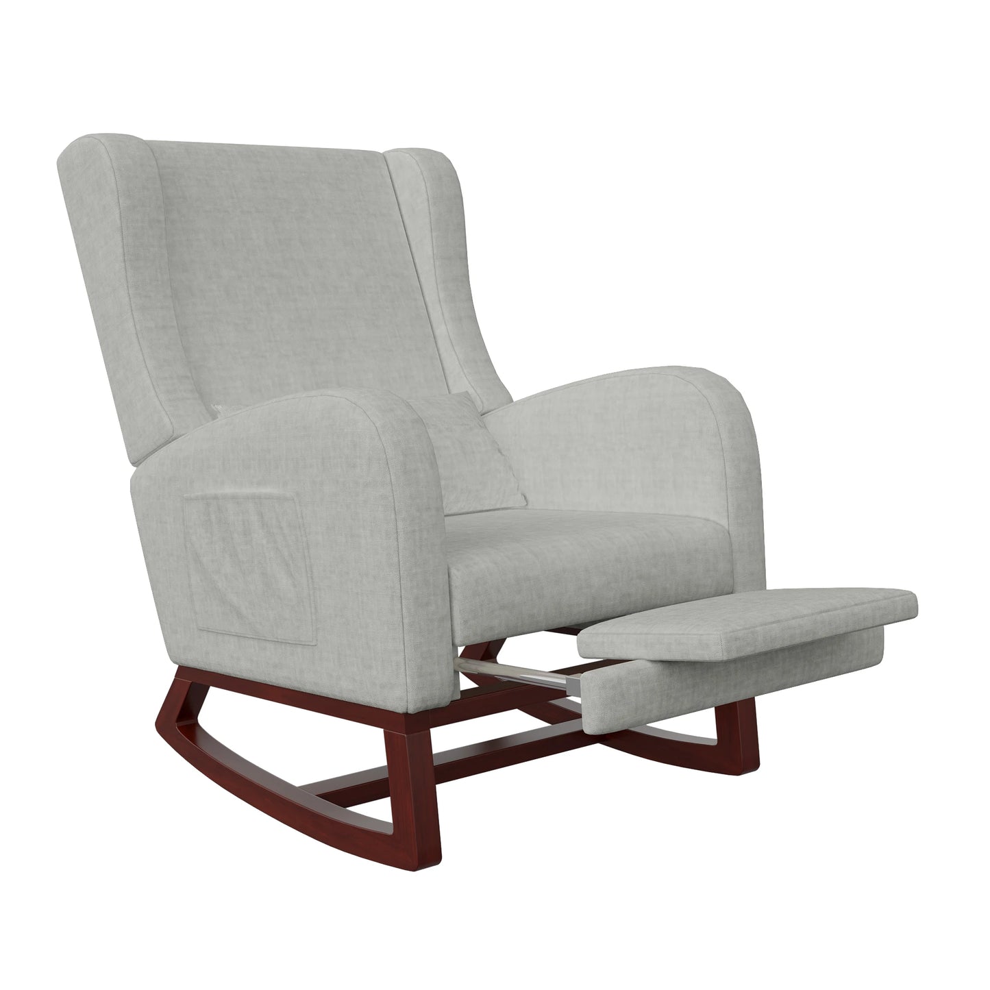 Schommelstoel – Schommelstoel Woonkamer – Relaxstoel – Loungestoel – Houten Basis – Zachte Pluche Bekleding – Zijvakken – Draagvermogen 150 kg