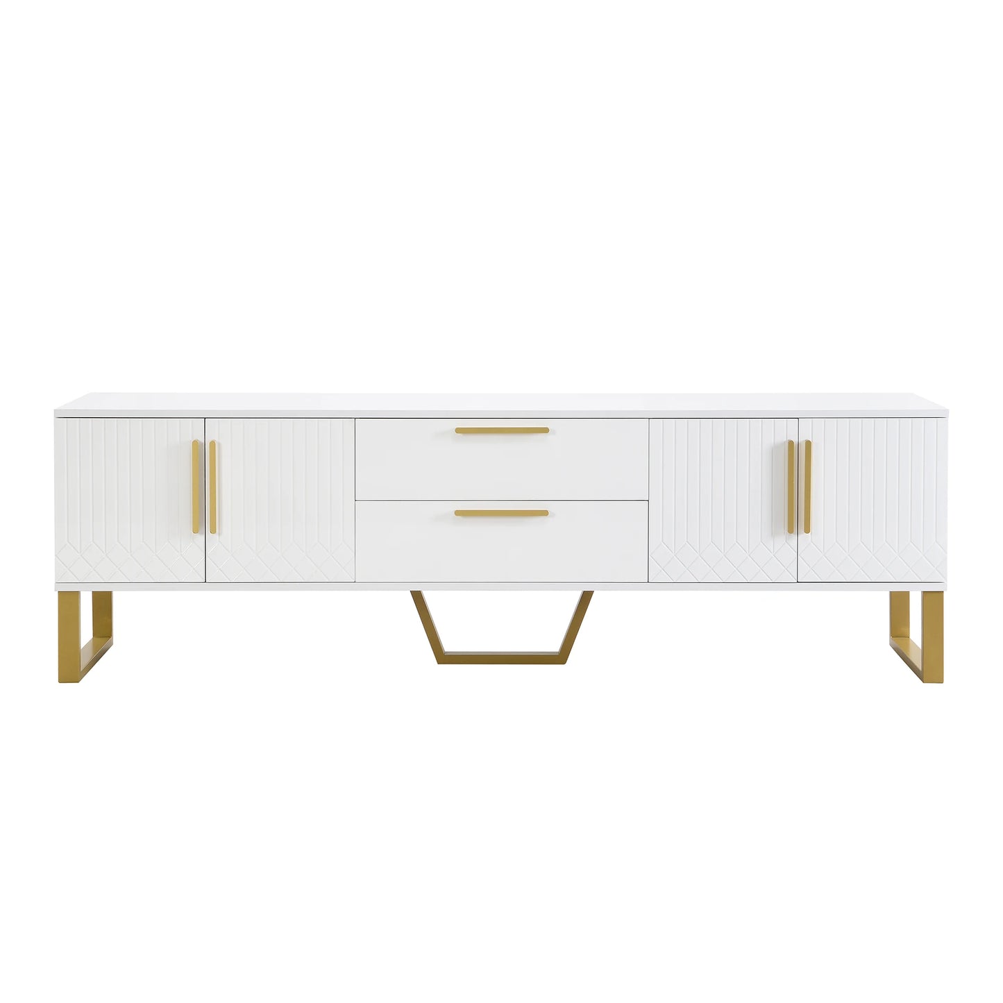Hoogglans TV-meubel – Tv-kast – Media Meubel – Woonkamerkast – Opbergmeubel – Wit – MDF – 170x40x53 cm – 4 Deuren & 2 Lades