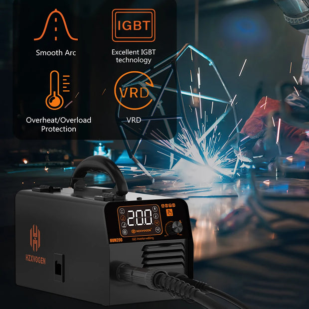 Hzxvogen - Lasmachine - Elektrische Lasser - 3 in 1 - Halfautomatische MMA Mig Lasmachine - Inverter Welder Synergy Tool - Non Gas - Voor Gasloos IJzer Solderen - Zwart - Set 1
