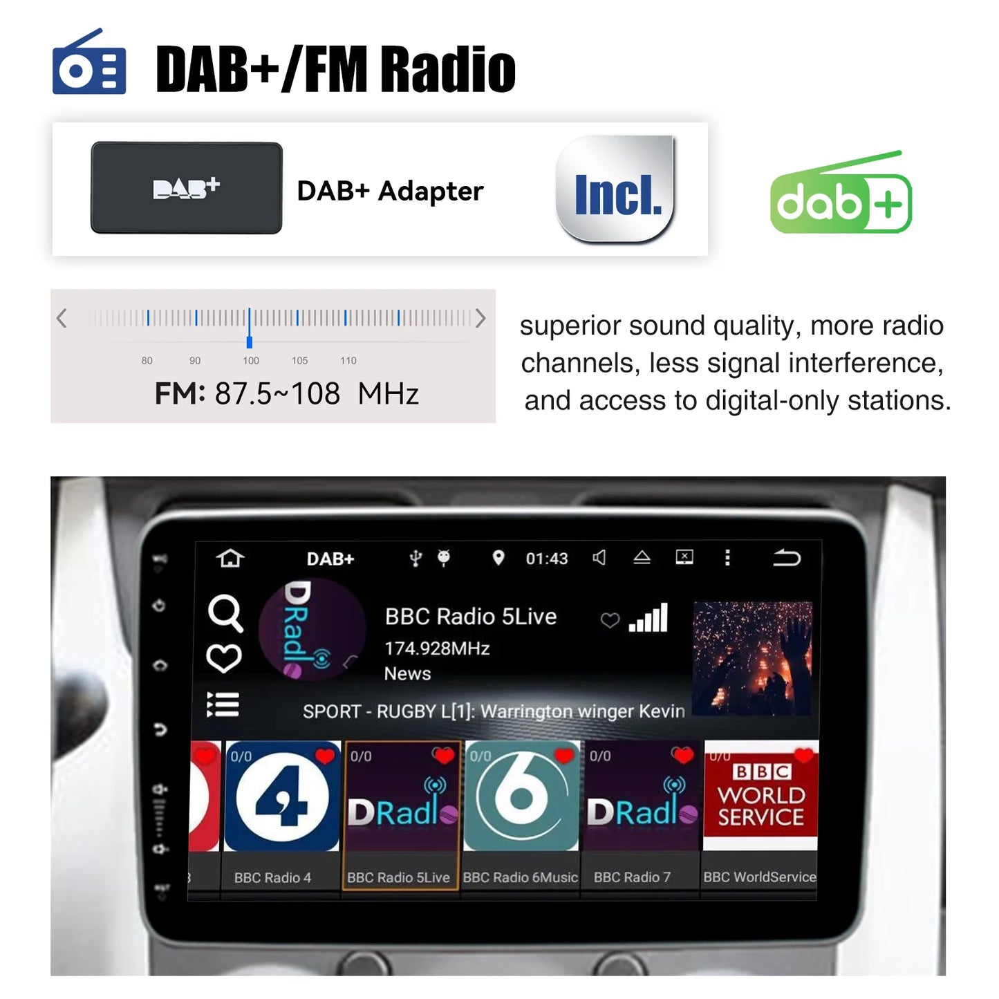 Multimedia Autoradio - Android Autoradio - Draaibare - Universeel Multimedia Systeem - CarPlay - GPS Navigatie - Bluetooth - 10.1" - Touchscreen - 64G - QUORE