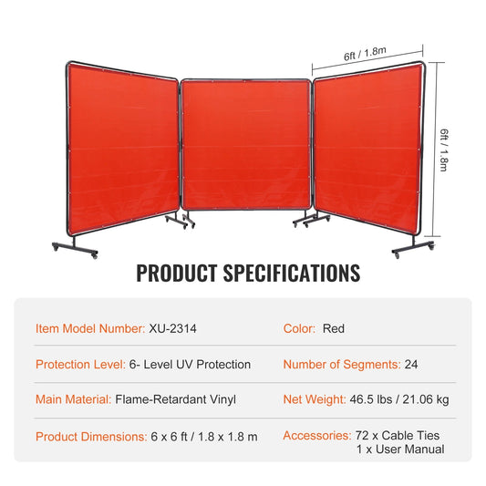 Laserscherm – Lasscherm – Lasafscherming – Veiligheidsscherm – 180 X 180 Cm – Vlamvertragende Vinyl – 12 Zwenkwielen Met Rem