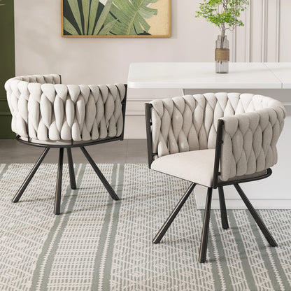 Eetkamerstoelen – Stoelen – Draaistoelen – Linnen Stoelen – Comfortabel Zitvlak – Ergonomische Rugleuning – Vierpoots Metalen Frame