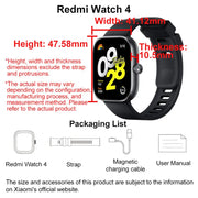 Xiaomi Redmi Watch 4 - Smartwatch - Xiaomi Smartwatch - Smartwatches - Bluetooth Phone Call, Blood Oxygen Heart Rate Stress Monitoring - 1.97” AMOLED 390×450 pixel - Black