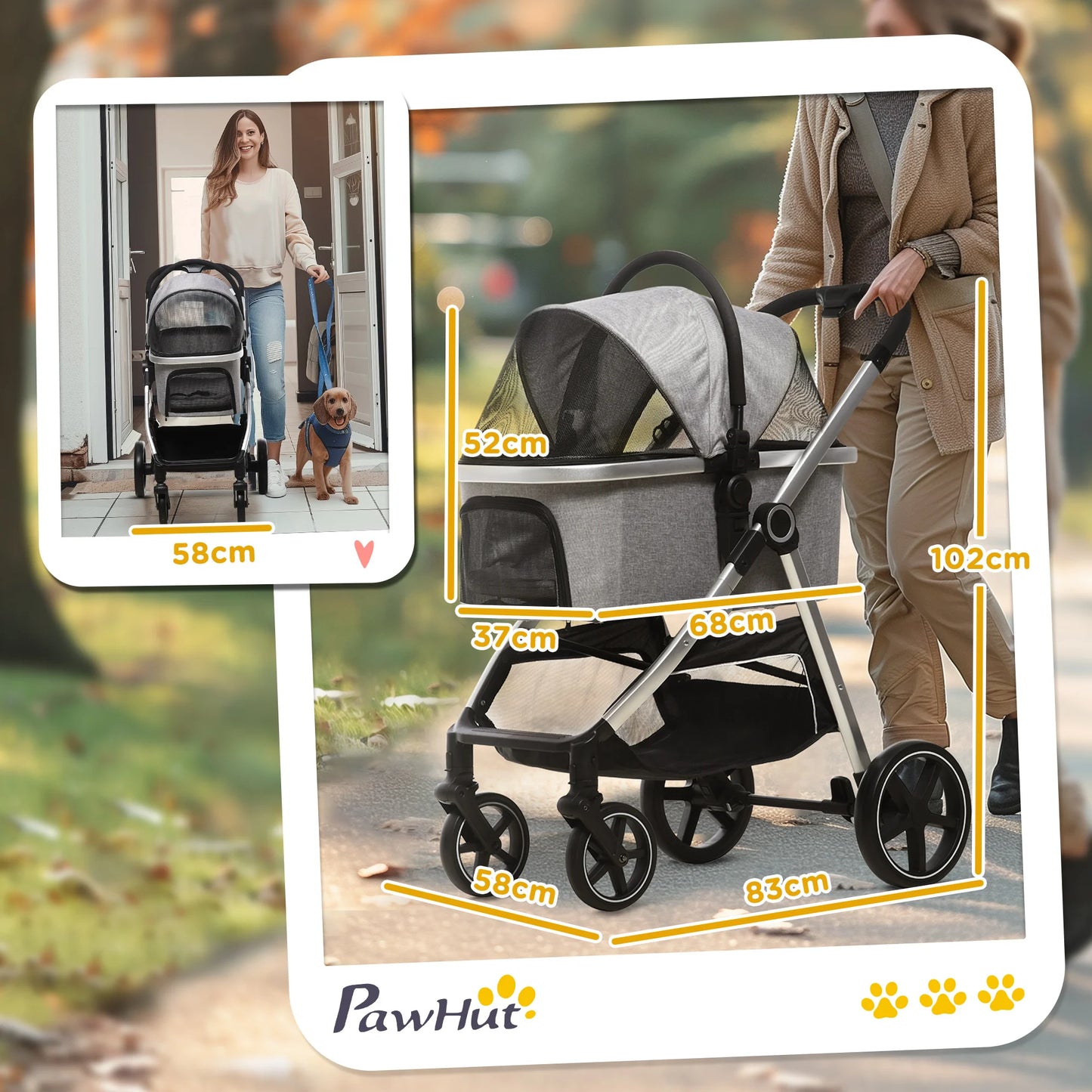 Hondenwagen – Hondenbuggy – Draagbare Bench – Wandelwagen – Lichtgewicht Metaal – 2-In-1 Functie