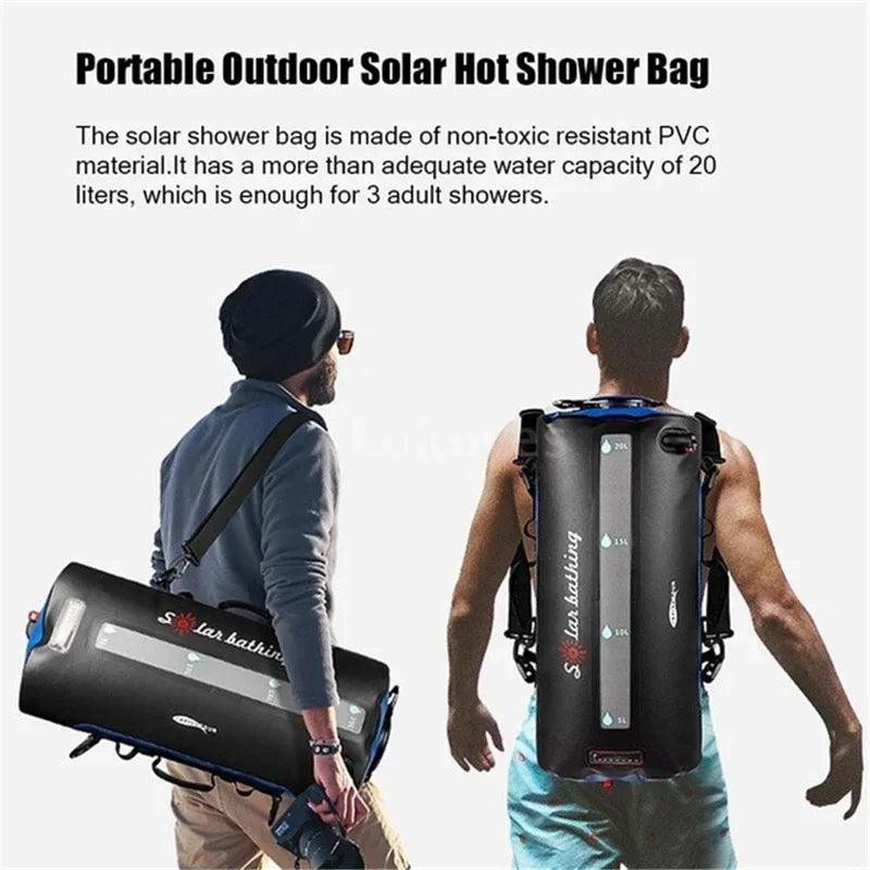 Solar Douchezak – Zonne Douche – Draagbare Douche – Outdoor Douche – 20L Inhoud – Lichtgewicht TPU Materiaal – Met Afneembare Slang - QUORE