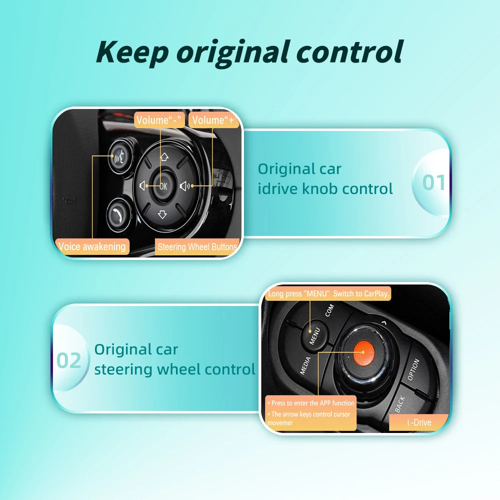 Draadloze CarPlay Adapter – Android Auto Adapter – Bluetooth Interface – Auto Multimedia Connector – Mini NBT CIC Systeem – Plug & Play Installatie – Handsfree Bellen & Navigatie - QUORE